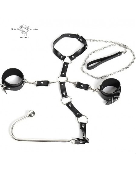 Gancho Hook Anal con Esposas y Correa para cuello Juegos Dominación BDSM Fetiche