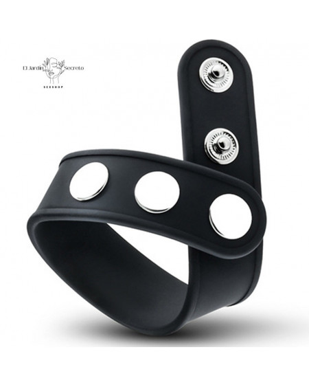 Anillo Para Pene Broches de Silicon 3 Snap Cock Strap Black Blush
