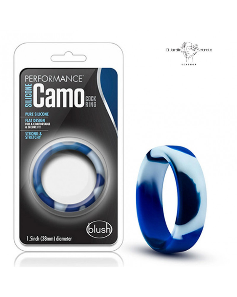 Anillo Para Pene Anillo pene de silicón Camo Cock Ring Blue Blush