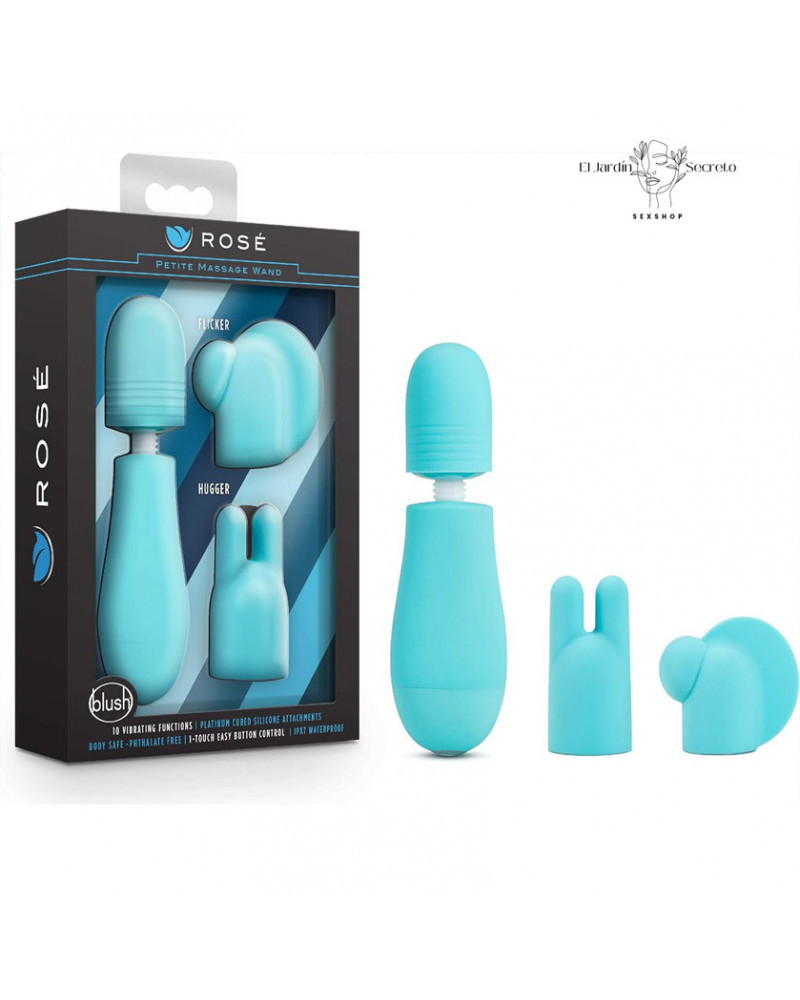 Mini Vibrador Cabezas intercambiables Petite Massage Wand Blue Blush