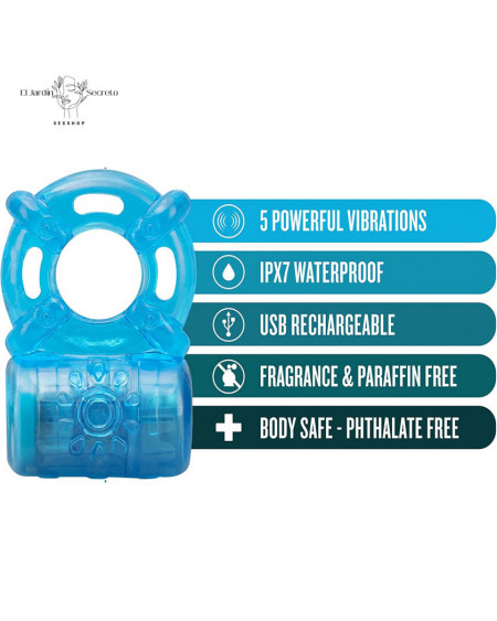 Anillo Para Pene Vibrador para Clítoris Reusable Cock Ring Blue Blush