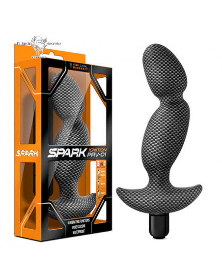 Vibrador Plug Anal 17cm Spark Ignition PRV-01 Carbon Fiber Blush