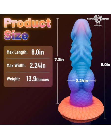 Dildo 21cm Dildo de Fantasía Dildo Anal vaginal Punto G Luminoso
