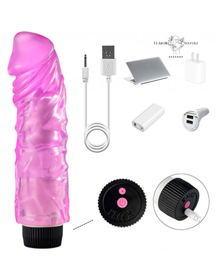 Vibrador Rosa realista 20cm Recargable Vibrador Punto G