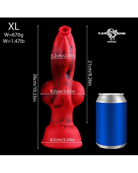 Dildo 26cm Dildo Realista Pene de Perro Rojo Sexo Anal vaginal Punto G