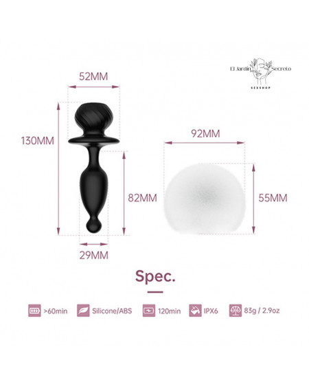 Plug Anal 13cm Conejo con Vibración APP Bunny Magic Motion