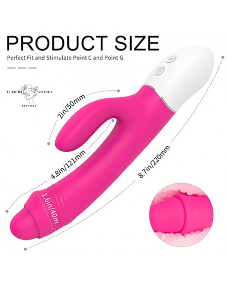Vibrador 22cm Clítoris Punto G Rosa Vibrador Conejo Hardin S-Hande