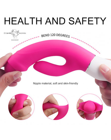 Vibrador 22cm Clítoris Punto G Rosa Vibrador Conejo Hardin S-Hande