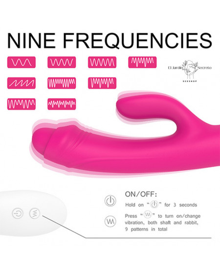 Vibrador 22cm Clítoris Punto G Rosa Vibrador Conejo Hardin S-Hande