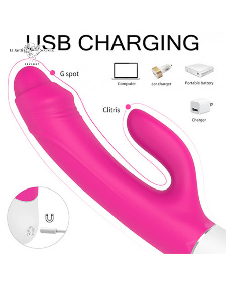 Vibrador 22cm Clítoris Punto G Rosa Vibrador Conejo Hardin S-Hande