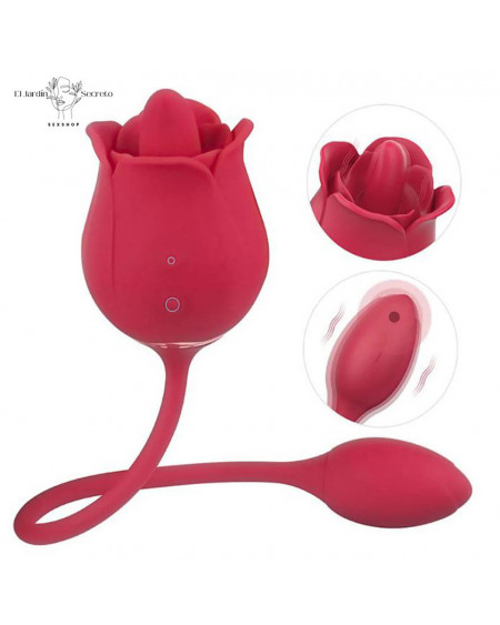 Vibrador 10cm Clítoris Punto G Rosa Roja Lengua Rose Pro 7 S-Hande
