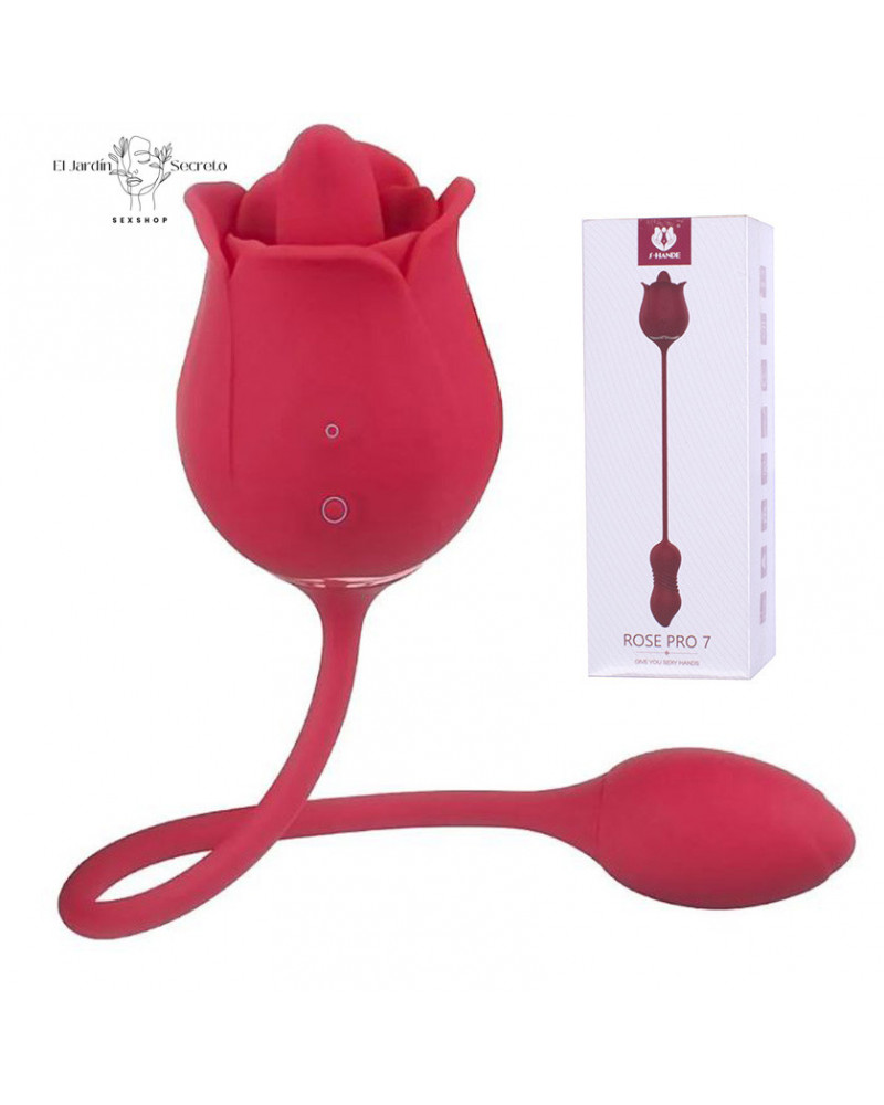 Vibrador 10cm Clítoris Punto G Rosa Roja Lengua Rose Pro 7 S-Hande