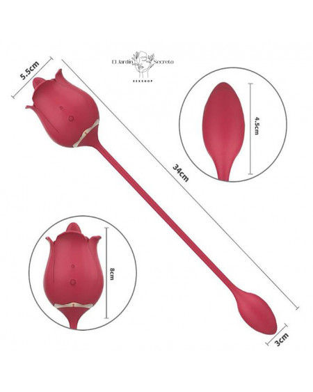 Vibrador 10cm Clítoris Punto G Rosa Roja Lengua Rose Pro 7 S-Hande