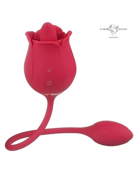 Vibrador 10cm Clítoris Punto G Rosa Roja Lengua Rose Pro 7 S-Hande