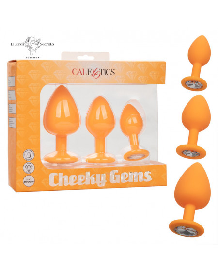 Plug Anal Amarillo Set 3 Plug Sexo Anal Cheeky Gems Orange