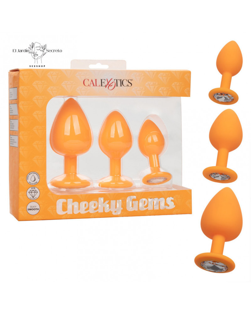 Plug Anal Amarillo Set 3 Plug Sexo Anal Cheeky Gems Orange