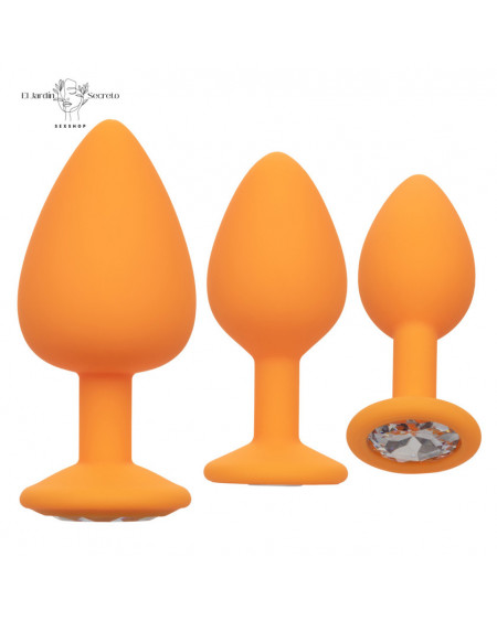 Plug Anal Amarillo Set 3 Plug Sexo Anal Cheeky Gems Orange