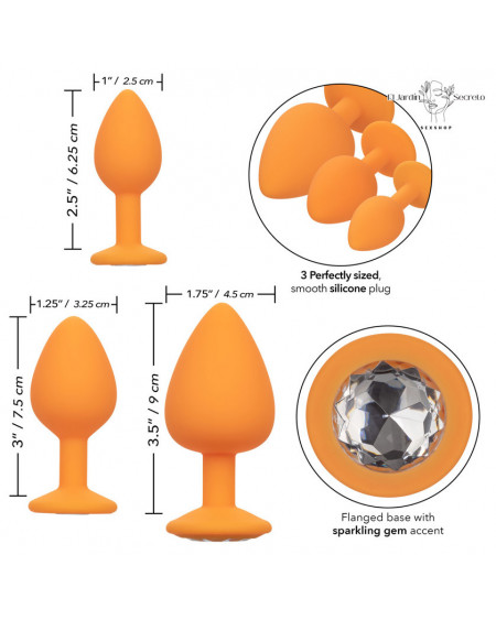 Plug Anal Amarillo Set 3 Plug Sexo Anal Cheeky Gems Orange