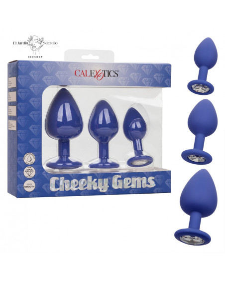 Plug Anal Azul Set 3 Plug Sexo Anal Cheeky Gems Purple