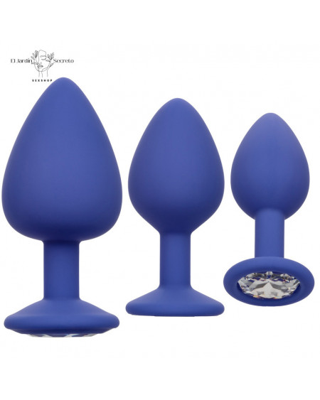 Plug Anal Azul Set 3 Plug Sexo Anal Cheeky Gems Purple