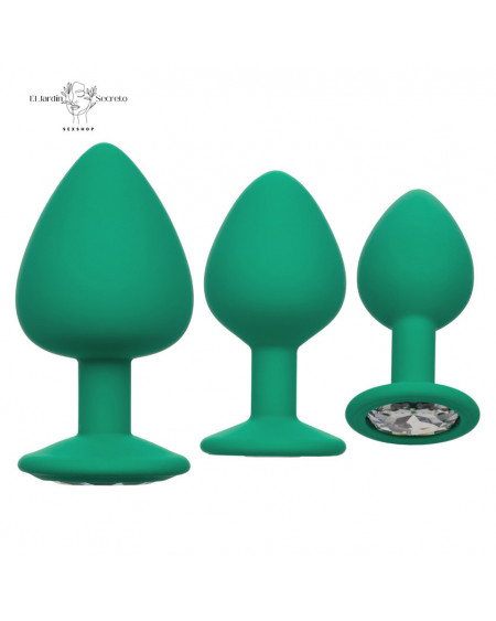 Plug Anal Verde Set 3 Plug Sexo Anal Cheeky Gems Green
