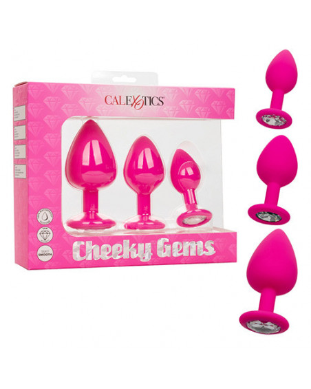Plug Anal Rosa Set 3 Plug Sexo Anal Cheeky Gems Pink