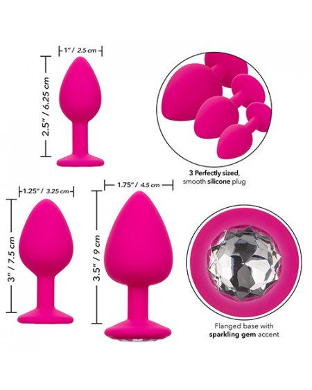 Plug Anal Rosa Set 3 Plug Sexo Anal Cheeky Gems Pink