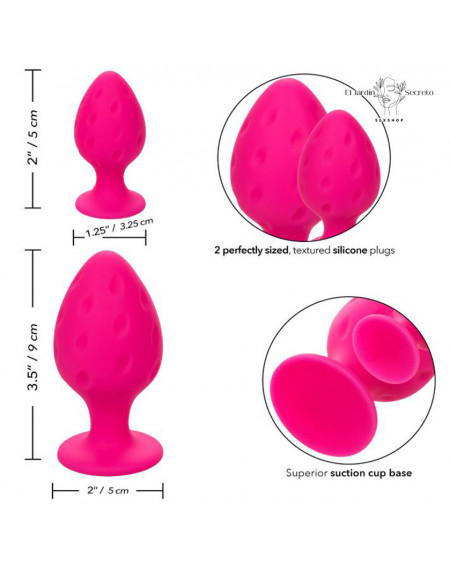 Set 2 Plug Anal Silicon Rosa Plug Sexo Anal  Cheeky Pink
