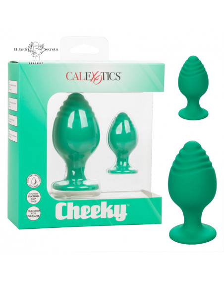 Set 2 Plug Anal Silicon Verde Plug Sexo Anal Cheeky Calexotics