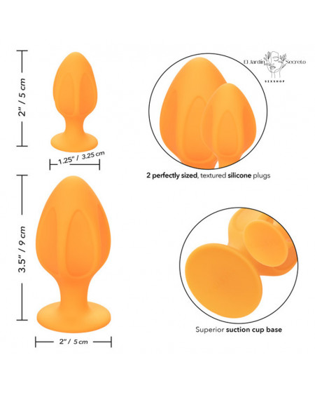 Set 2 Plug Anal Silicon Amarillo Plug Sexo Anal Cheeky Calexotics