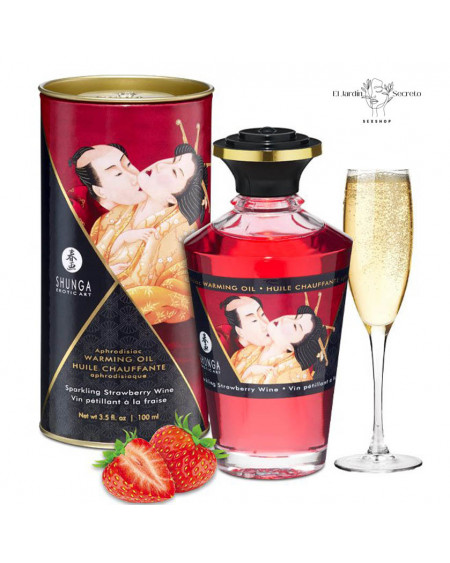 Aceite Masajes Afrodisiaco Efecto Calor Shunga Oil Sparkling Strawberry