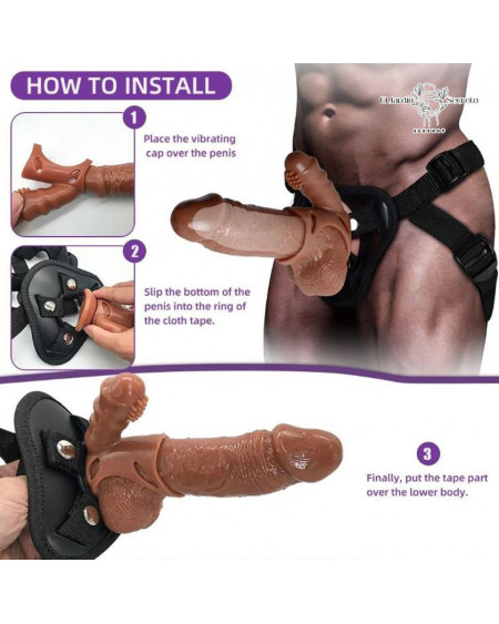 Arnés con Dildo 18cm Hueco y Vibrador para clítoris Hanjiang Harness