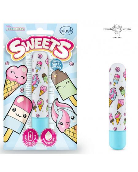 Bala Mini Vibrador 9cm Mini Sweet Cream Blue Blush