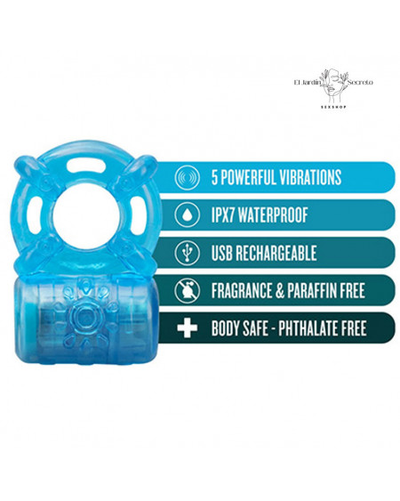 Anillo Para Pene con Vibrador Rechargeable Cock Ring Blue Blush