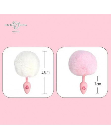 Plug Anal Blanco Colita de Conejo Patita Plug Sexo Anal BDSM