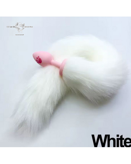 Plug Anal Blanco Colita de Zorro Patita Plug Sexo Anal BDSM