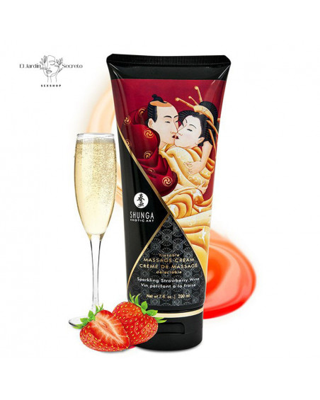 Crema para masajes eróticos SHUNGA Kissable Cream Strawberry Wine