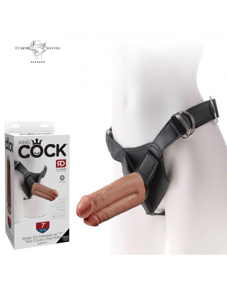 Arnés Strap On 18cm Para Dama Doble Dildo Solido Two Cocks One Hole