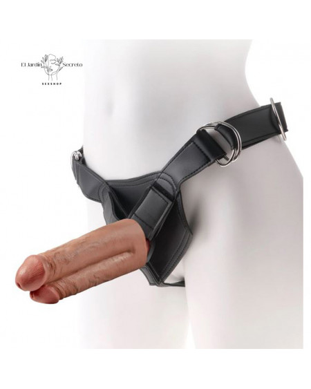 Arnés Strap On 18cm Para Dama Doble Dildo Solido Two Cocks One Hole