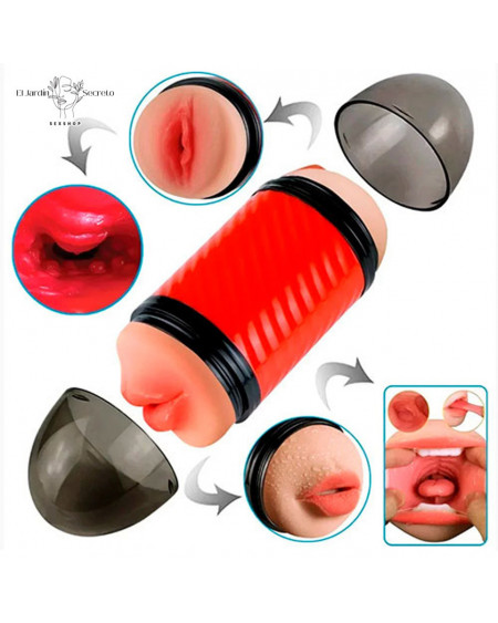 Doble Masturbador pene forma Vagina y Boca Sexo Vaginal y Oral