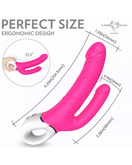 Vibrador Doble 23cm Sexo Punto G Clítoris y Anal Jakiro S-Hande