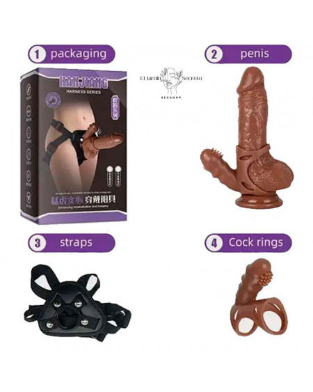Arnés con Dildo 17 cm Solido y Vibrador para clítoris Harness