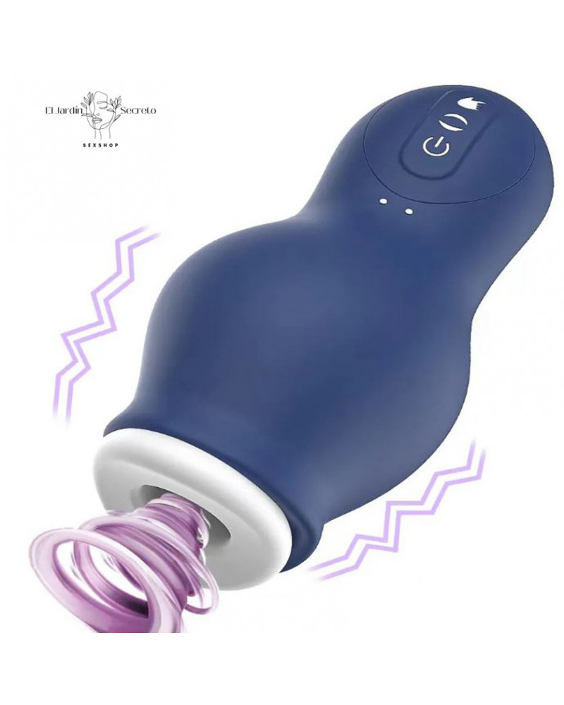 Masturbador Azul masculino con Vibración y succión Dragon Training Cup