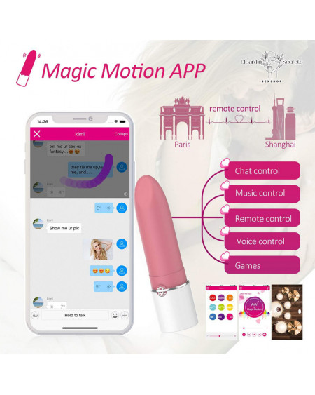 Mini Vibrador 10cm Clítoris Lápiz Labial con APP Lotos Magic Motion