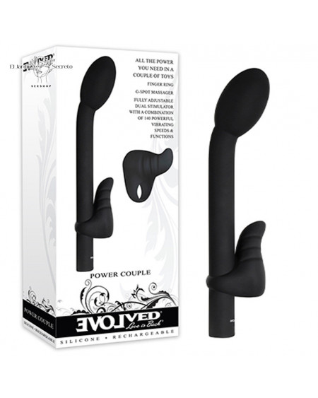 Vibrador 20cm Para Punto g y Anillo Clítoris Power Couple Evolved