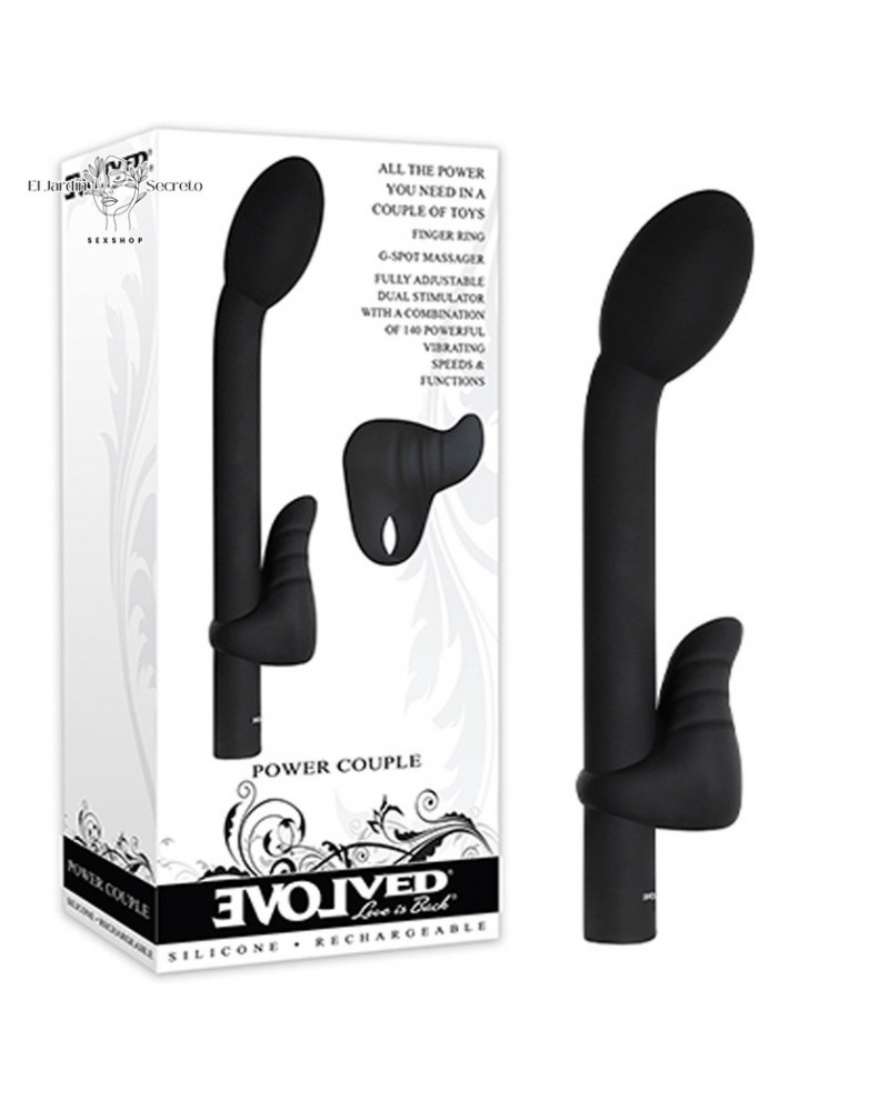 Vibrador 20cm Para Punto g y Anillo Clítoris Power Couple Evolved