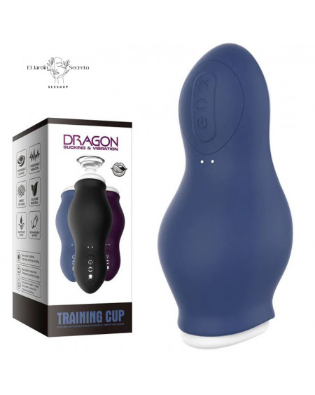 Masturbador Azul masculino con Vibración y succión Dragon Training Cup