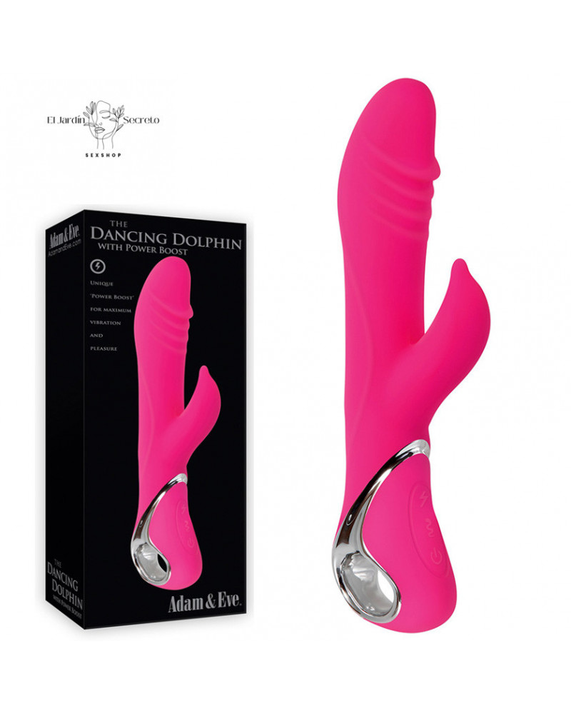 Vibrador 23cm Conejito rosa Punto g y Clítoris Dancing Dolphin Adam & Eve