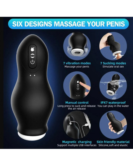 Masturbador Negro masculino con Vibración y succión Dragon Training Cup