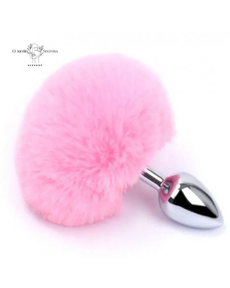 Plug Anal 7cm con Colita de Conejo Rosa Plug metálico BDSM